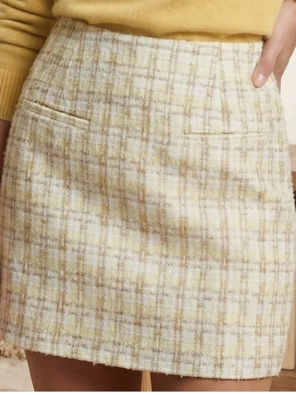 Rumored Revolve Coco Mini Skirt Limon Shimmer Tweed Women’s 6